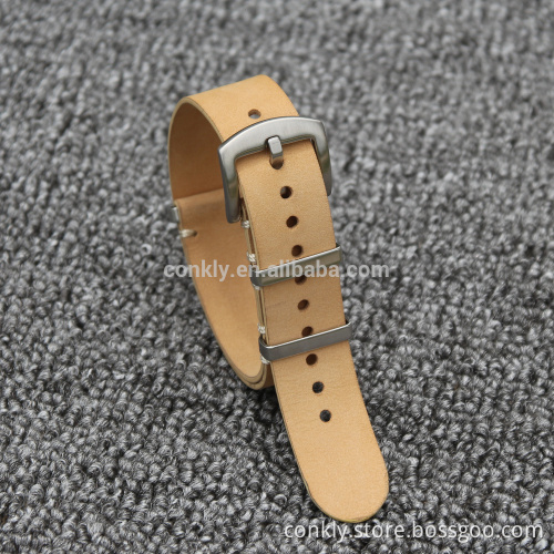 Handmade brown double faced genuine leather nato watch strap factory from CONKLY